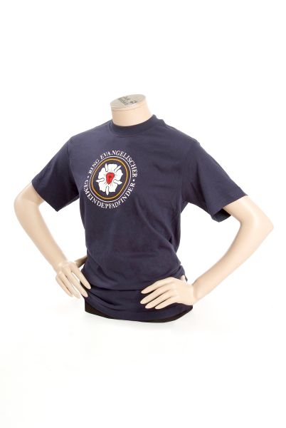 T-Shirt, (Damen) mit aufgedrucktem Ringabz. blau