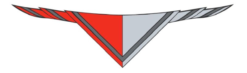Halstuch, K. rot/grau vertikal geteilt mit Borte 