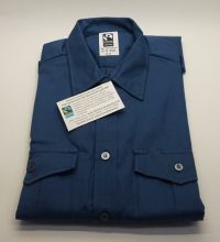 Bio-Fairtrade Bundesbluse, DPB-blau -  langarm -